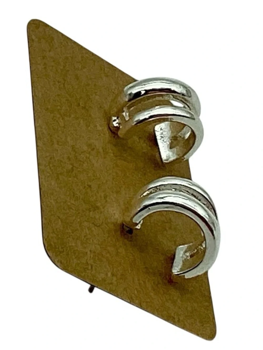 Chucky Sculpted Silver Tone Stud Hoop Earrings (NWT)